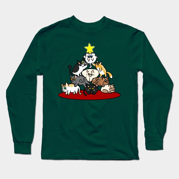 Meowy Christmas Long Sleeve T-Shirt by Aeriskate